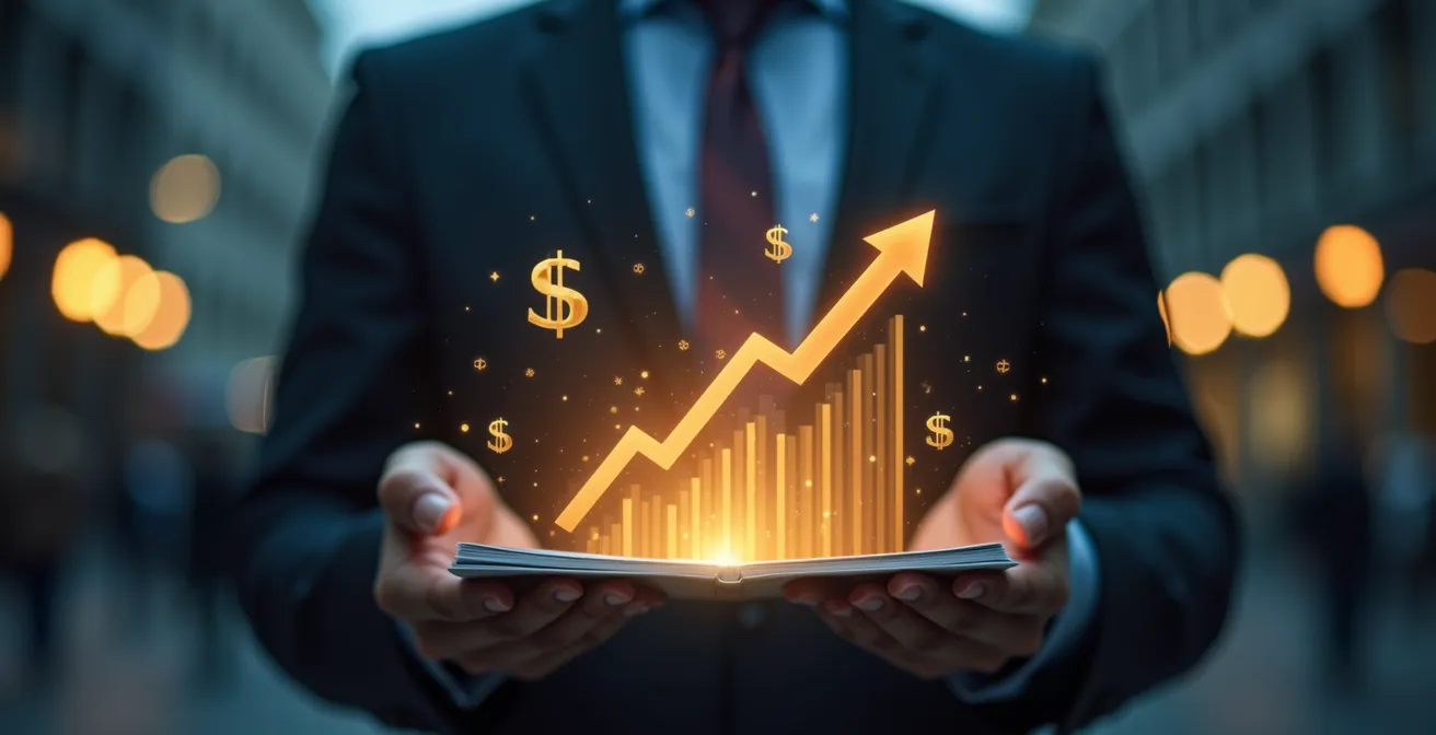 Illustration symbolique d'un business plan comme un vendeur performant mettant en avant une croissance d'entreprise