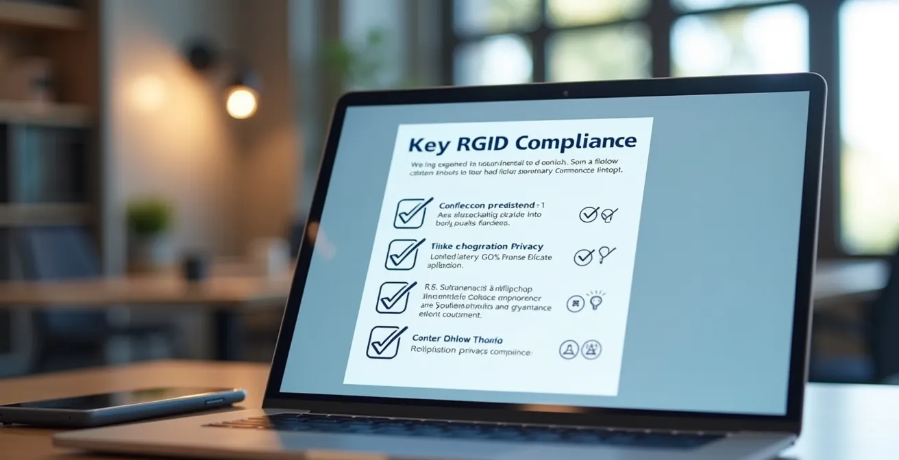Illustration visuelle d'une checklist numérique pour la conformité RGPD sur un site e-commerce