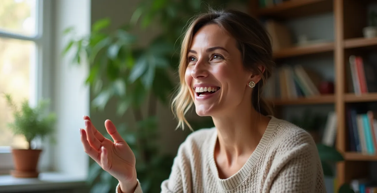 Portrait d'une professionnelle en visioconférence montrant l'aspect humain du travail à distance