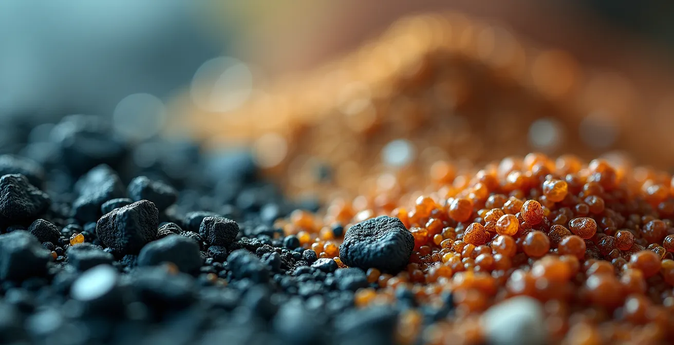 Installation artistique de matériaux recyclés transformés en produits à haute valeur ajoutée