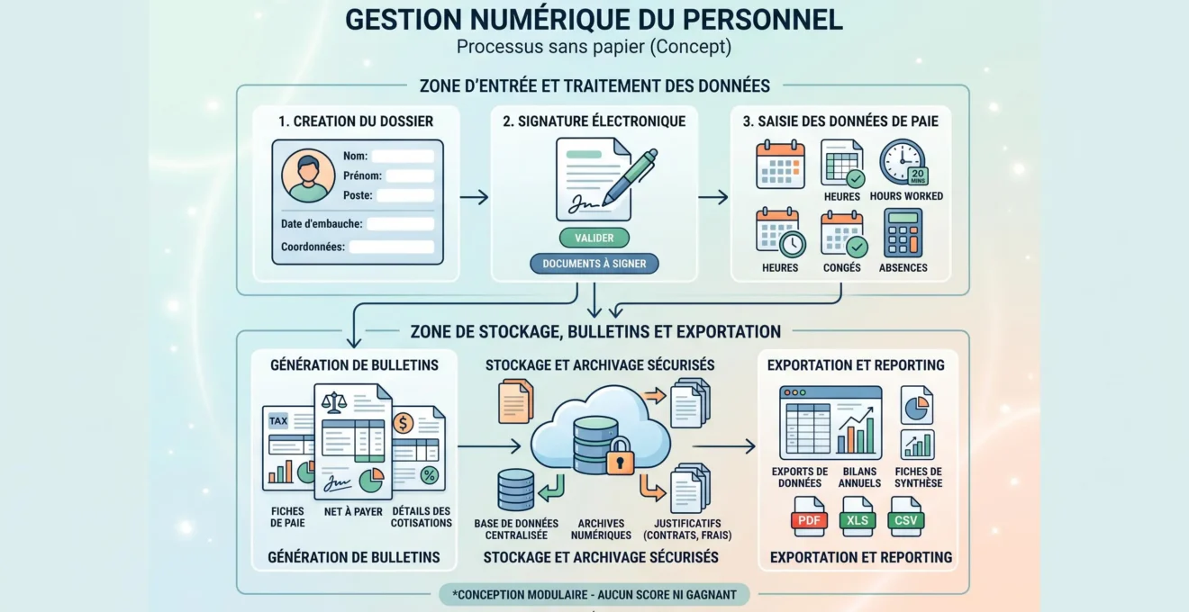 Comparaison visuelle des fonctions d’un logiciel RH pour les documents administratifs